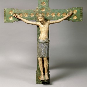 Kruzifix Westfalen, 2. V. 13. Jh., Corpus: Birne, 68 x 59 cm, Kreuz: Eiche, 103 x 77,5 cm, Inv.-Nr. A 6 © Rheinisches Bildarchiv