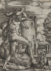 [Translate to English:] Kupferstich: Herkules bezwingt den Drachen
