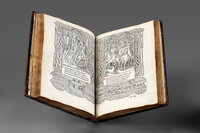 Aufgeschlagenes Buch. Die beiden Seiten sind jeweils mit Bildern bedruckt.