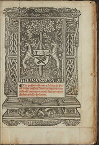 Mit einem Bild bedruckte rechte Seite eines Buches