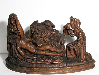 Beweinungsgruppe, Nikolaus Elscheidt, um 1860, Buchsbaum, 25 x 41 x 14 cm, Inv.-Nr. A 1102,© Rheinisches Bildarchiv. Schenkung von Konrad Adenauer 2010.