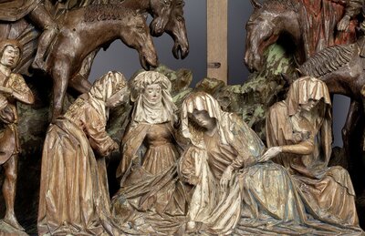 Trauernde Marien im Großen Kalvarienberg, südliche Niederlande, um 1430-40, H. 22 cm, Inv.-Nr. A 1101 © Rheinisches Bildarchiv. Erworben 2012 mit Unterstützung des Freundeskreises sowie der Kulturstiftung der Länder, der Peter und Irene Ludwig Stiftung und der Sparkassen-Kulturstiftung Rheinland.