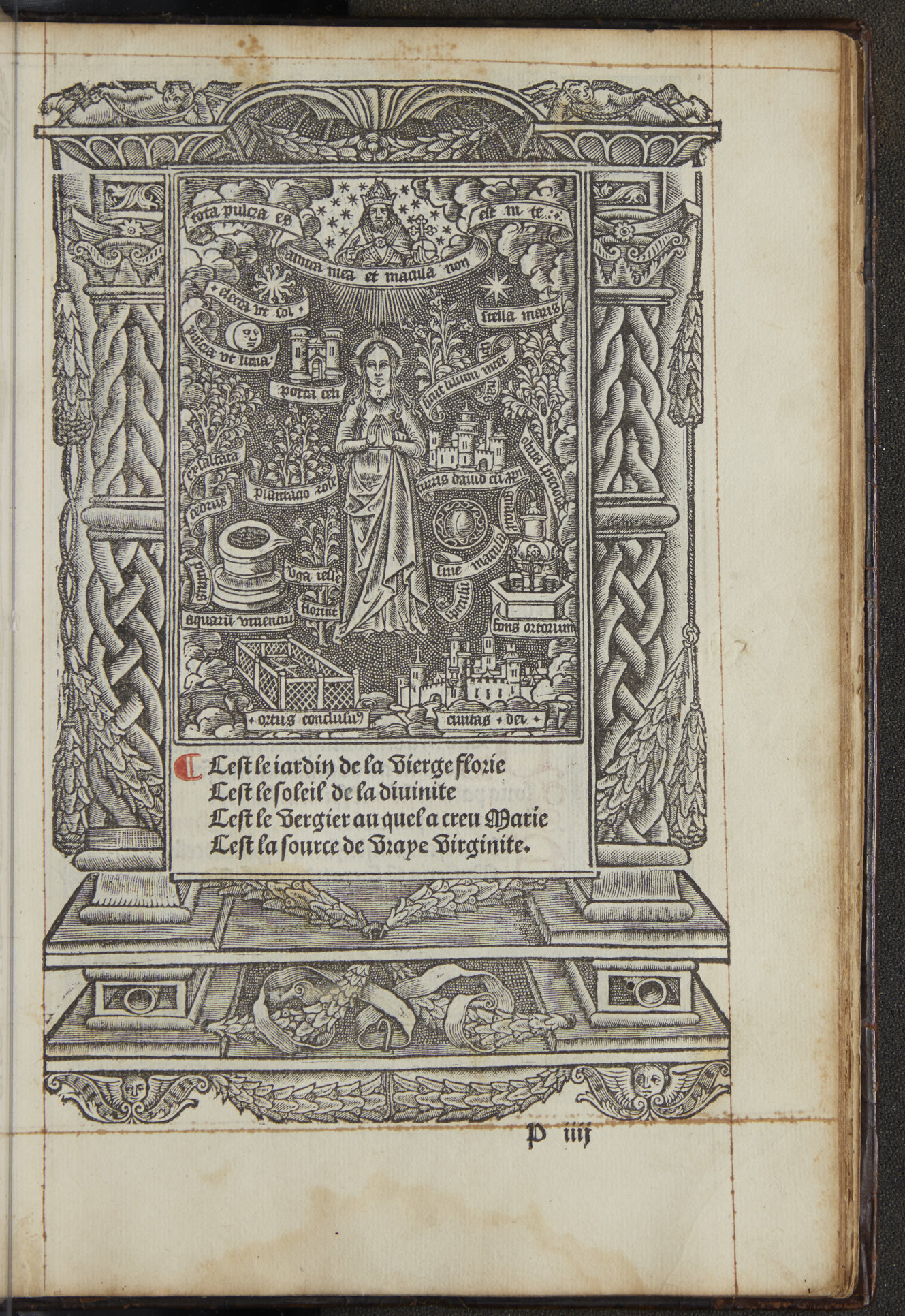 Rechte Seite einer mit einem Bild bedruckten Seite in einem Buch