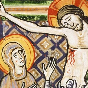  Kanonblatt mit der Kreuzigung Christi, Köln, um 1220-30, Pergament, Deckfarbenmalerei, 29 x 21,5 cm, Inv.-Nr. M 500, © Rheinisches Bildarchiv 