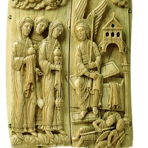  Three Women at the Tomb, Cologne, c. 1150-1175, walrus tusk, 15.5 x 11.7 cm, Inv. No. B 103, © Rheinisches Bildarchiv 