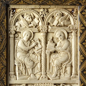  So-called Harrach Diptych,  Aachen (Aix-la-Chapelle), Court School of Charlemagne, c. 800, ivory, 33.7 x 23 cm, on loan from the Ludwig collection, Aix-la-Chapelle, © Rheinisches Bildarchiv 