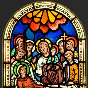  Marientod, Köln, um 1250-1260, Glasmalerei, 88 x 45 cm,  Inv.-Nr. M 2, © Rheinisches Bildarchiv 