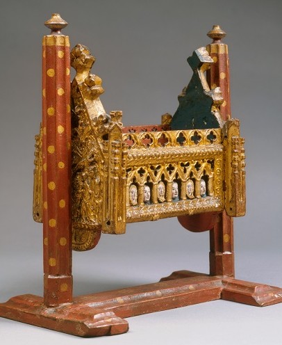  Christkindwiege, Köln, um 1340-1350, Eiche, Stuck und Pergament, H. 31 cm, Inv.-Nr. A 779, Museum Schnütgen (aus dem Wallrafianum) © Rheinisches Bildarchiv 