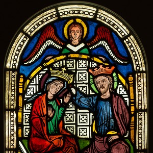  Marienkrönung Köln, um 1250-1260, Glasmalerei,  91,1 x 48,2 cm, Inv.-Nr. M 3 © Rheinisches Bildarchiv 