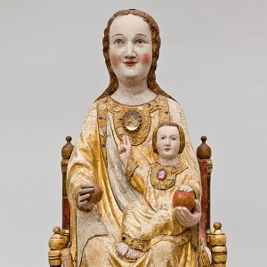  The Virgin Mary with a Rock Crystal, Cologne, c. 1220-1230, setting 1st half of 14th cent., oak, walnut, rock crystal, H. 57.6 cm, Inv. No. A 14, © Rheinisches Bildarchiv 