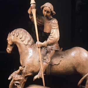  Hl. Georg Mittelrhein, um 1420, Eiche, H. 79 cm, Inv.-Nr. A 1000 © Rheinisches Bildarchiv 